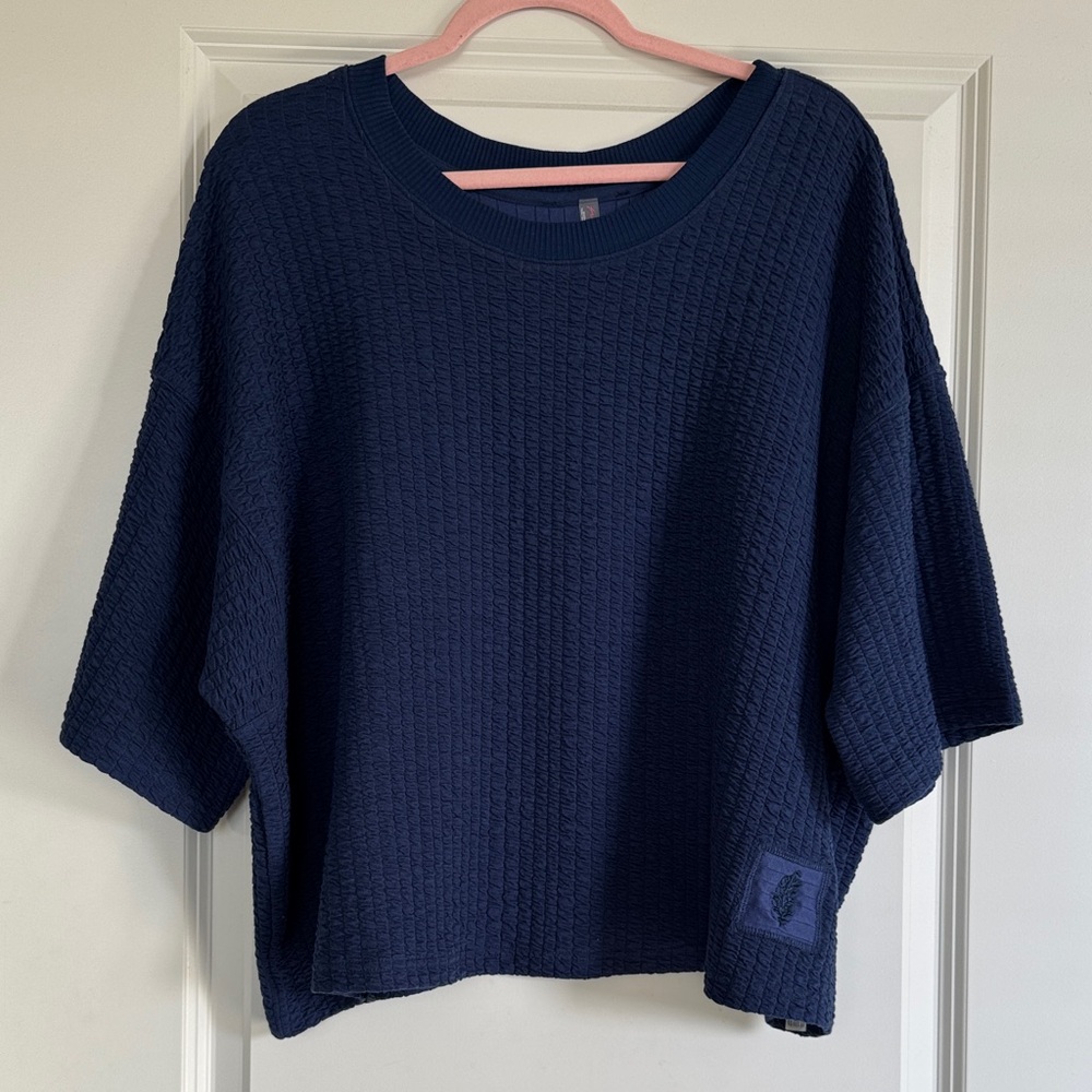 FP Movement by Free People Navy Waffle Knit Sweatshirt